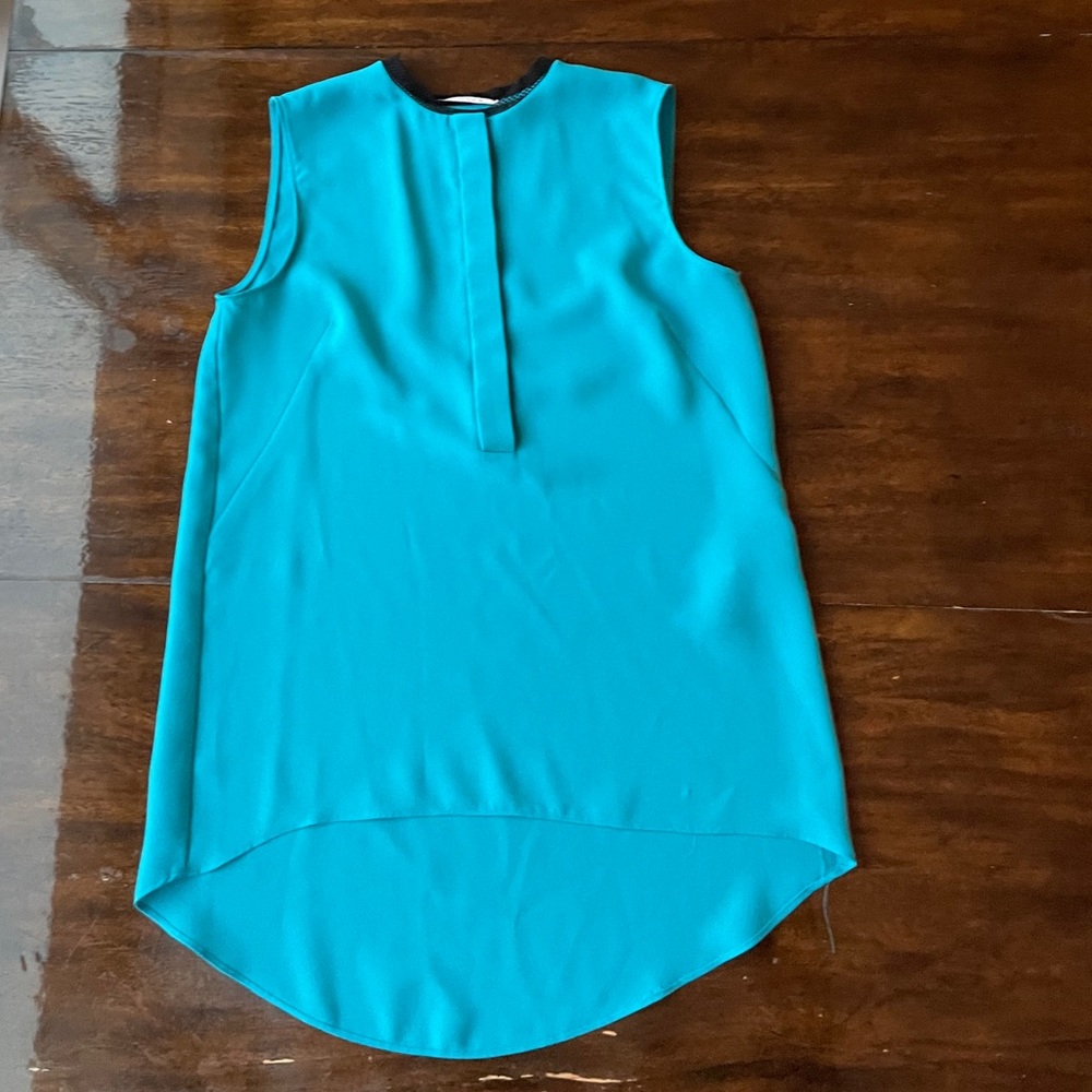 Gorgeous tahari blue blouse with hidden buttons